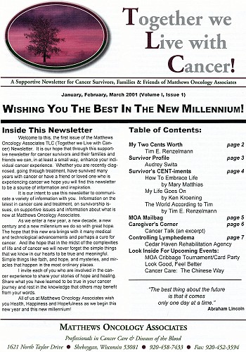 A Historical (& Nostalgic) Perspective of this Local Cancer Community Update and its Predecessor, the TLC (Together we Live with Cancer!) Supportive Newsletter!
